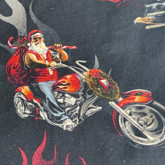 Mens Santa North Pole Choppers Motorcycle Graphic Button Up Shirt XL Long Sleeve - Picture 7 of 11